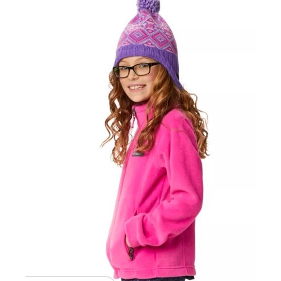 Columbia Girls Bubblegum Pink Ice Benton Springs Full Zip Fleece Jacket Size 5 - Picture 14 of 14